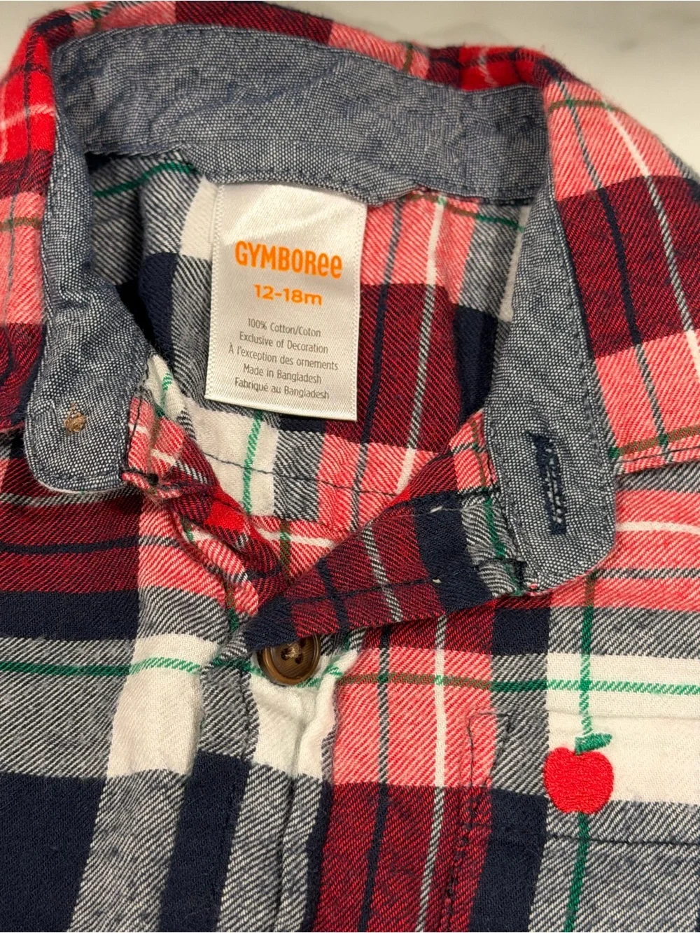 Gymboree Toddler Plaid Button-Up with Children’s Place Red and Navy Fall Onesies